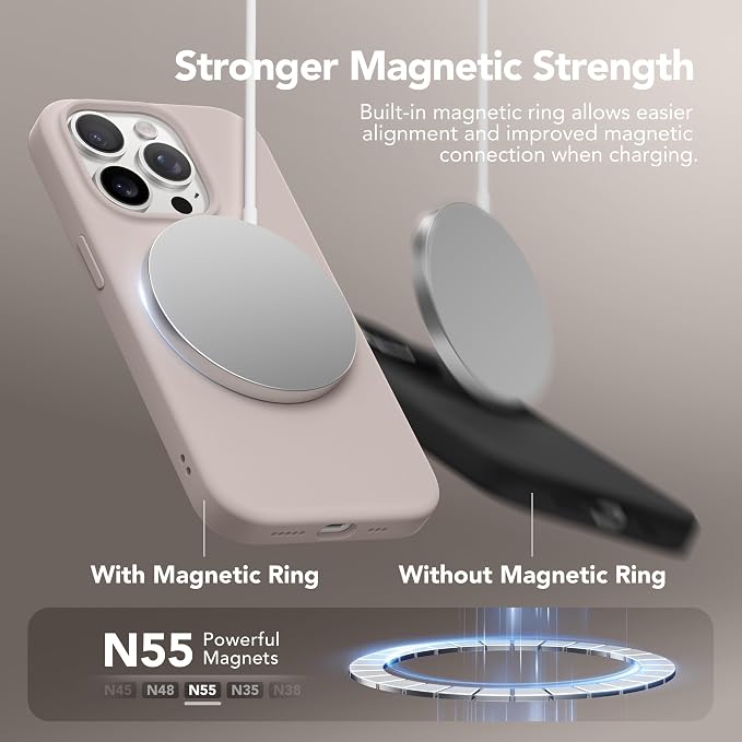 GONEZ Magnetic for iPhone 15 Pro Case, Compatible with MagSafe, [Screen Protector + Camera Lens Protector], Silicone Shockproof Anti-Scratch Protective Phone Case 6.1 inch, Dark Grey