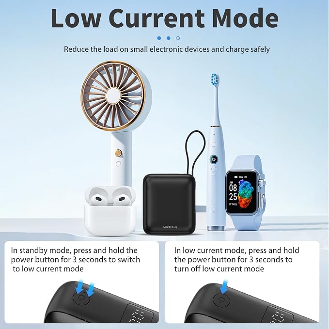 Hichain Small Portable Charger Mini Power Bank 10000mAh 22.5W Black | Built in Cables & LED Display USB-C Fast Charging Battery Pack, Travel Essential Power Bank for iPhone, iPad, Android