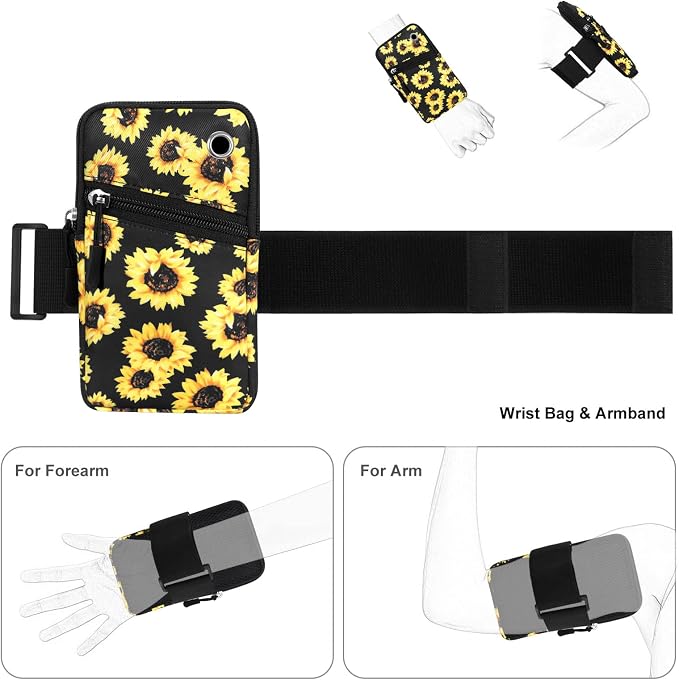 Cell Phone Armbands Pouch for Women Running Bag Compatible with Cellphone 6.28 Inches Full-Screen, Sunflower