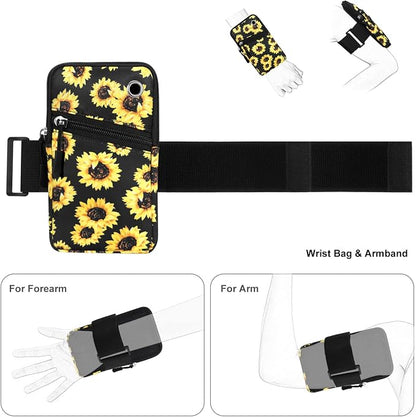 Cell Phone Armbands Pouch for Women Running Bag Compatible with Cellphone 6.28 Inches Full-Screen, Sunflower