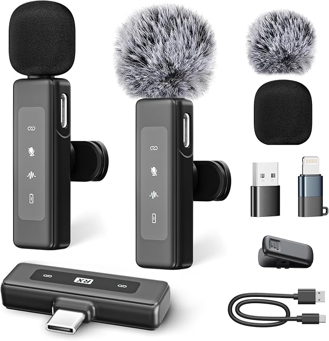 Mini Microphone for iPhone/Computer/Android/iPad,Lavalier Microphone with Noise Reduction and Crystal Sound,Clip-on Lapel Mic for Video Recording,Outdoor Interview,Tiktok,Vlog,YouTube