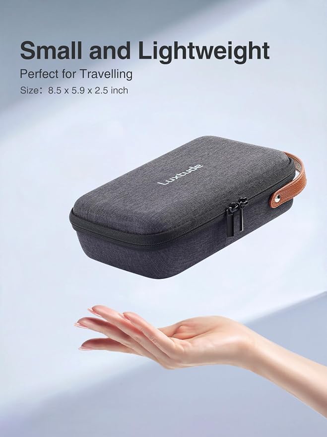 Luxtude Tech Organizer Travel Case, Portable Electronics Organizer, Hard Shell Zipper Case for Charging Cables, Power Banks and Other Travel Essentials, Black (External Size 8.5 x 5.9 x 2.5 Inch)