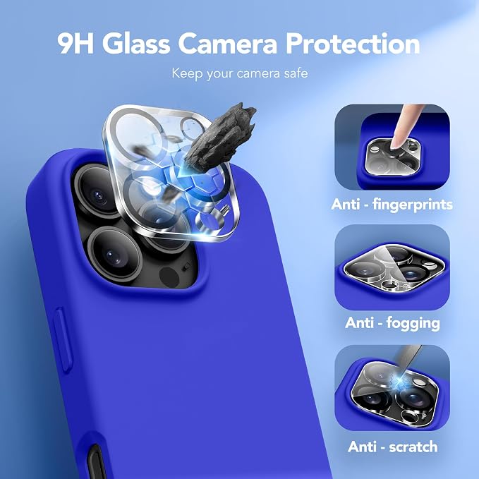 GONEZ Magnetic for iPhone 16 Pro Case, Compatible with MagSafe, [Screen Protector + Camera Lens Protector], Silicone Shockproof Anti-Scratch Protective Phone Case 6.3 inch, Cobalt Blue