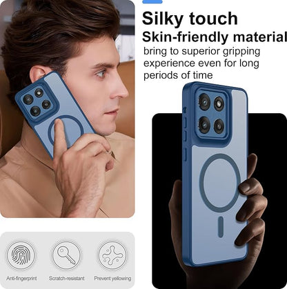 Compatible for Motorola Moto G Stylus 2025 Phone Case: [Mag-Safe Fit] with 2pc HD Screen Protector, Matte Translucent Soft-Touch Skin & Full Body for Moto GStylus 2025, Blue