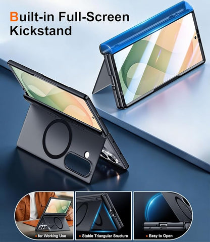 SPIDERCASE Magnetic for Samsung Galaxy Z Fold 8 Ultra Case, Built-in [Screen Protector] [Stable Kickstand] [Hinge Protection] Military Grade Protective Cover, Black