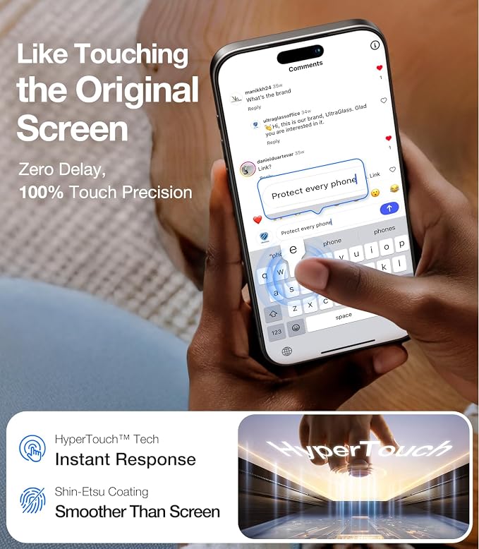 UltraGlass TOP 9H+ Glass for iPhone 16 Pro Max Screen Protector [Military Grade Shatterproof & Anti Glare] Screen Protector 16 Pro Max Tempered Glass Full Coverage, Longest Durable 16 ProMax, 1 Pack