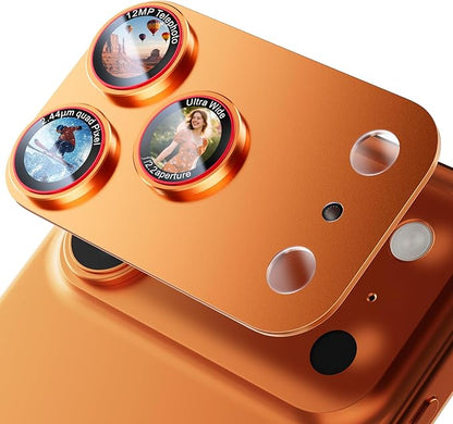 X-it for iPhone 17 Pro Max Camera Lens Protector, 9H Military Grade High-Alumina Tempered Glass Cover, Shatterproof with Strong Adhesion, Case Friendly & 1:1 Perfect Fit Camera Protector (Orange)