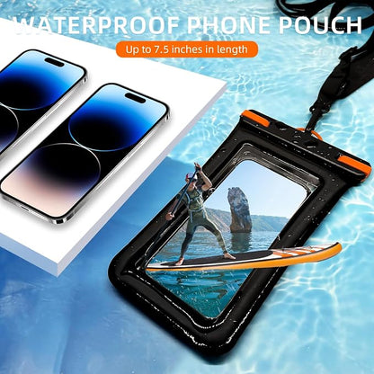 IPX8 Floating Waterproof Dry Bag 2-Pack ,7.2 Inch Waterproof Phone Pouch for iPhone 16/15/14 Pro Max Galaxy S24/S23 Adjustable Lanyard + wrist strap Beach Swimming Travel Essentials