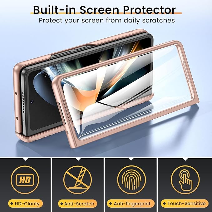 VEGO for Samsung Z Fold 4 Case, with Slide Camera Cover&Screen Protector | Fold 4 Case with Kickstand Hinge Protection Cover Case for Samsung Galaxy Z Fold 4 5G- Pink