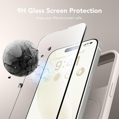 GONEZ for iPhone 14 Pro Max Case Silicone, Compatible with MagSafe, with Screen Protector + Camera Lens Protector, Liquid Silicone Shockproof Protective Phone 14 ProMax Case 6.7", Stone
