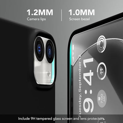 GONEZ Magnetic for iPhone 12 Case / 12 Pro Case, Compatible with MagSafe, [Screen Protector + Camera Lens Protector], Silicone Shockproof Anti-Scratch Protective Phone Case 6.1 inch, Black