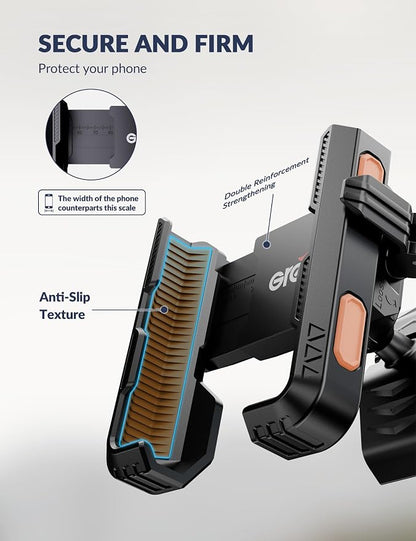 Bike Phone Mount for Electric, Mountain, Scooter, and Dirt Bikes [Camera Friendly] [1s Lock] Universal 360° Bicycle Handlebar Holder for iPhone 15/14/13 Samsung S23/S22 4.5-7" Smartphone (Orange)