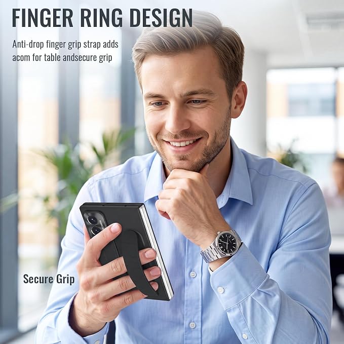 for Samsung Galaxy Z Fold 8 Case with Wristband Stand, Built-in Screen & Lens Protection Shockproof Full Body Drop Fall Protection.(Black)
