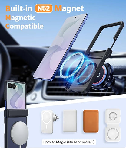 FNTCASE for Samsung Galaxy Z Flip 8 Case, Fit for Magsafe, Screen Protector | Hinge Protection, Translucent Matte, 18FT Military Grade Drop Proof, Protective Phone Cover, Black