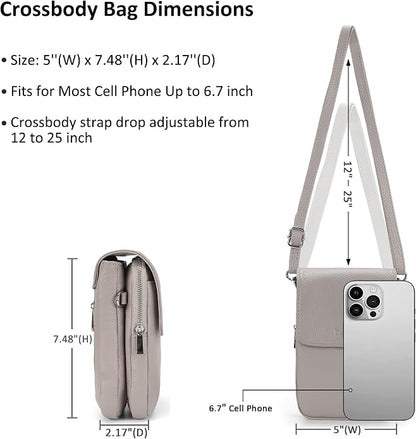 befen Genuine Leather Small Crossbody Bags for Women, Cell Phone Cross body Purse Bag with RFID Blocking Card Slots