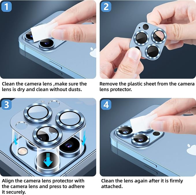 [2 Pack] Korecase for iPhone 13 Pro / iPhone 13 Pro Max Camera Lens Protector Tempered Glass Cover ,Strong Adhesion, 9H Hardness Scratch Resistant Camera Rear Lens Film for iPhone 13 Pro / iPhone 13