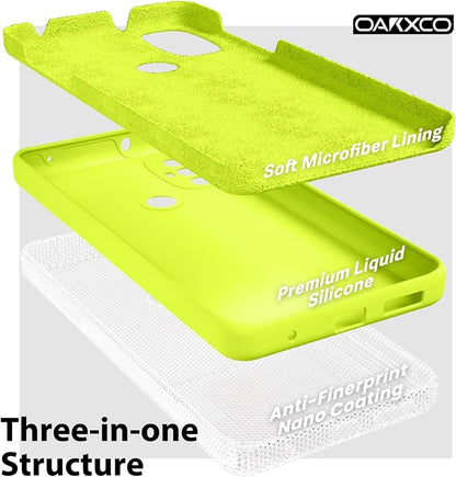 oakxco for Motorola Moto G Power 2022 Phone Case/Moto G Play 2023 Phone Case Liquid Silicone, Neon Bright Solid Color, Thin Slim Soft Rubber Gel Matte TPU Plain Simple Cover for Women,Lime Neon Green