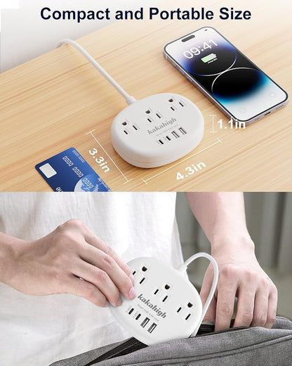 India to US Plug Adapter, India Extension Cord 3FT | India Plug Adapter with 3 USA Outlets 4 USB Ports, Type D Travel Adapter for India Bangladesh Maldives Nepal Pakistan
