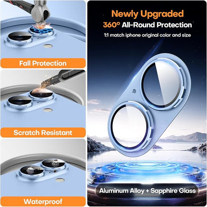 Jeluse Compatible with iPhone 17 Camera Lens Protector, Metal Aluminum Alloy Ultra Clarity Tempered Glass Camera Screen Protector