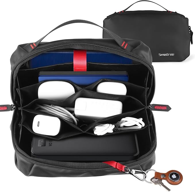 Smatree Electronic Organizer Tech Pouch for MAC Mini/Magic Trackpad | For AirPods Pro 3/MagSafe Charge,MacBook Charger,USB Cables,Power Bank,Hard Drive,Travel Cords,For Adapter/Earphone and More