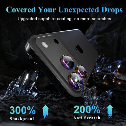 YWXTW Camera Lens Protector for iPhone 17 Pro/iPhone 17 Pro Max, [1 Step Installation Tray] Tempered Glass Screen Protector Metal Individual Camera Cover Accessories Case Friendly (Colorful)