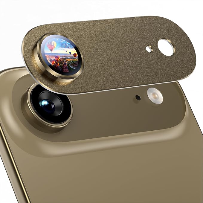 Uyiton Compatible with iPhone Air Camera Lens Protector - [Not Easy to Break][Strong Adsorption][Case-Friendly] Metal Tempered Glass Rear Camera Screen Cover - Brown