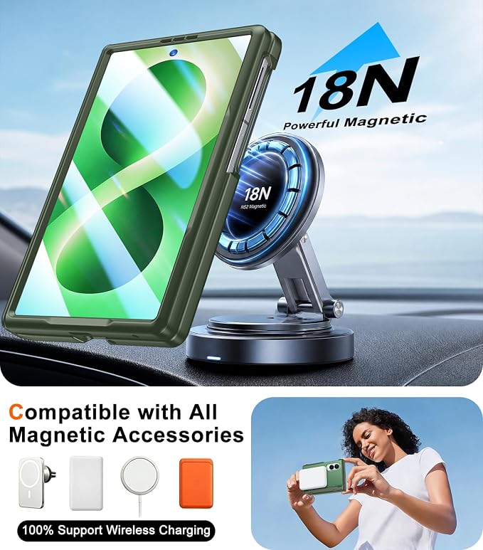 SPIDERCASE Magnetic for Samsung Galaxy Z Fold 8 Case, [Built-in Stable Kickstand] [Rugged Hinge Protection] Military Grade Heavy Duty Drop Protection for Z Fold 8 Durable Cover,Dark Green