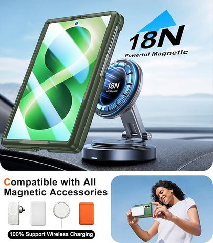 SPIDERCASE Magnetic for Samsung Galaxy Z Fold 8 Case, [Built-in Stable Kickstand] [Rugged Hinge Protection] Military Grade Heavy Duty Drop Protection for Z Fold 8 Durable Cover,Dark Green