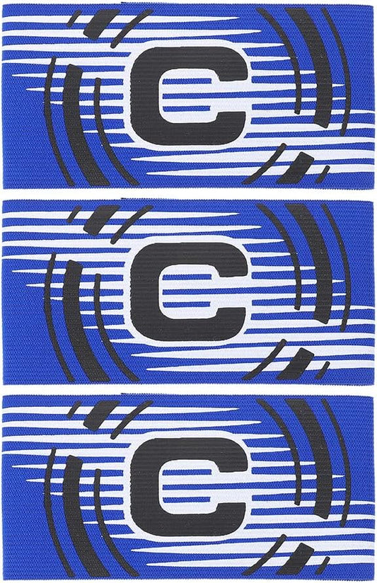 LUOZZY 3pcs Soccer Captain Armband Adjustable Football Basketball Player Armband Team Leader Armlets Elastic Arm Bands, Blue