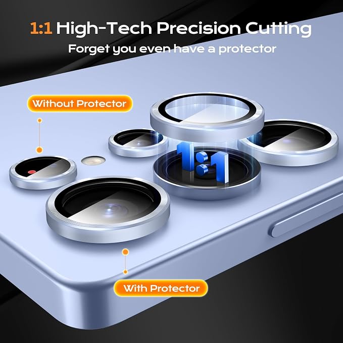 Camera Lens Protector for Samsung Galaxy S25 Ultra,Tempered Glass Metal Individual Camera Cover Screen[Anti-drop] Case Friendly- Blue
