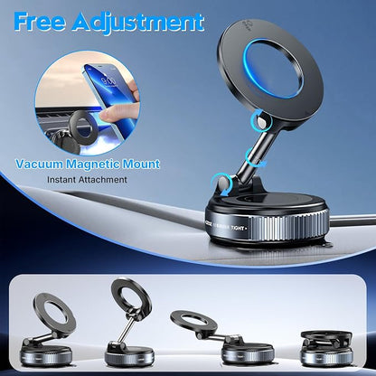 Magnetic Phone Holder for Car - Suction Cup Phone Mount for Magsafe, Universal 360° Dashboard Phone Holder Vacuum Cell Phone Holders for Your Car/Gym/Mirror Car Mount for iPhone & Android