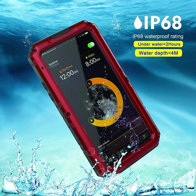Beasyjoy for iPhone X iPhone 10 Metal Case Heavy Duty Aluminum Cover Waterproof with Screen Full Body Protector Shockproof Tough Rugged Durable Military Grade for Sports 5.8 inch, Red