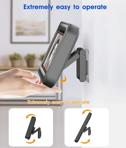 Mistriddle Waterproof Shower Phone Holder with 360° Rotation, Angle Adjustable, Enhanced Sound Quality, Wall Mounted Phone Holder for Bathroom Mirror Bathtub Kitchen, Up to 7 Inch (Black)