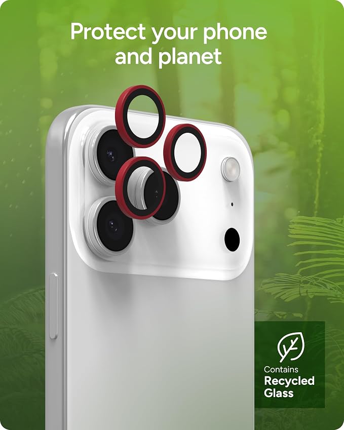 ZAGG iPhone Camera Lens Protector for iPhone 17/16/15 Pro and Pro Max Models - Pink, Camera Ring, Maximum Impact & Scratch Protection, Anti-Reflective Technology, Smudge-Resistant, Glass Elite