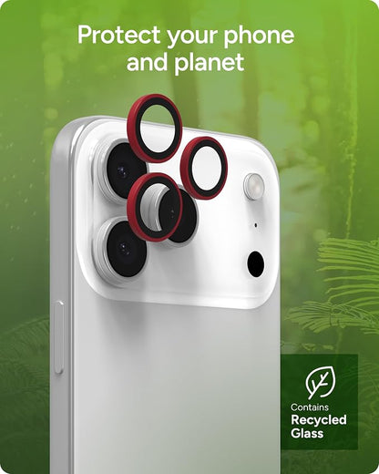 ZAGG iPhone Camera Lens Protector for iPhone 17/16/15 Pro and Pro Max Models - Pink, Camera Ring, Maximum Impact & Scratch Protection, Anti-Reflective Technology, Smudge-Resistant, Glass Elite