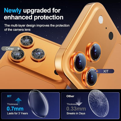 X-it 2-Pack Camera Lens Protector for iPhone 17 Pro Max/17 Pro, [Shatterproof & Impact Resistant] 9H High-Alumina Tempered Glass, Anti-Scratch, Dustproof, Strong Adsorption, Case Friendly, Ultra HD Clear