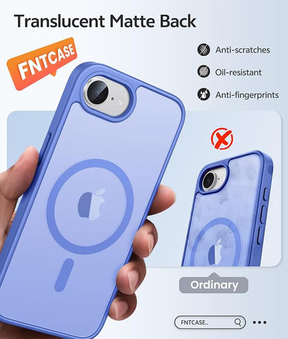 FNTCASE for iPhone 17e Case: iPhone 16e Phone Case [Compatible with Magsafe] Translucent Matte Cases with [Screen Protector] Military Grade Shockproof Protective Phone Cover - Ultramarine
