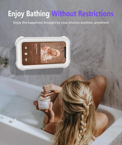 Waterproof, Upgraded IPx7 Wall Mount Phone Case, 480° Rotation, HD Touchscreen (Pure White)