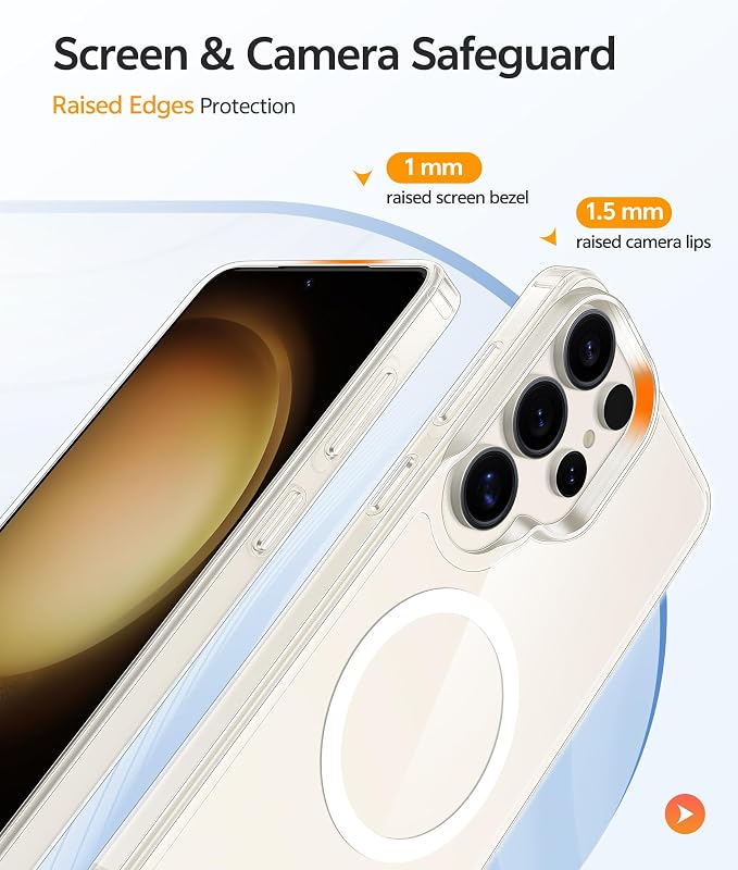 FNTCASE for Samsung Galaxy S23 Ultra Case, Compatible with Magsafe Clear | Anti Yellowing Magnetic Back, 14FT Military Grade Drop Protection, Shockproof Protective Phone Cover, Transparent