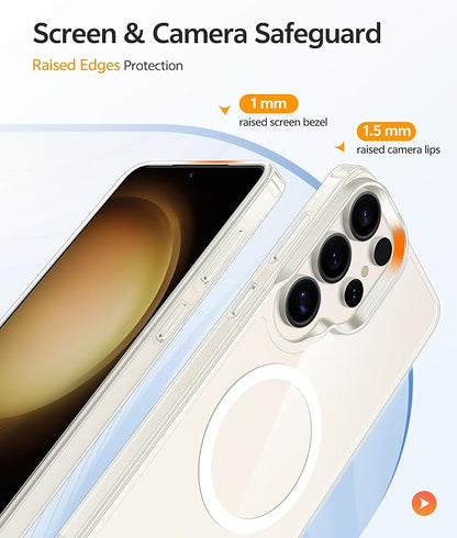 FNTCASE for Samsung Galaxy S23 Ultra Case, Compatible with Magsafe Clear | Anti Yellowing Magnetic Back, 14FT Military Grade Drop Protection, Shockproof Protective Phone Cover, Transparent