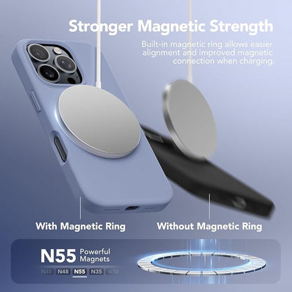 GONEZ Magnetic for iPhone 16 Pro Max Case, Compatible with MagSafe, Liquid Silicone Case, with Screen Protector + Camera Protector, Full Body Protective Shockproof Phone Cover 6.9", Lavender Gray
