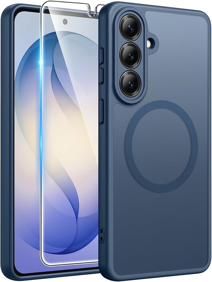 FNTCASE for Samsung Galaxy S26+ Plus Case: [Fit for Magsafe] [Full Camera Protection + Screen Protector] Translucent Matte Military Grade - Shockproof Protective Phone Cover for S26 Plus - Blue