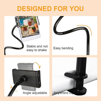 ZUYEE Gooseneck Tablet Mount Holder for Bed 4-10.5" Devices iPad Clamp Stand Kindle Holder Flexible 30 inch Arm Clip for iPhone iPad Air Mini Galaxy Tabs Kindle Fire Switch Cell Phone Black
