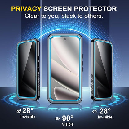 SPIDERCASE for Google Pixel 10 Pro XL Case Waterproof, [12FT Military-Grade Drop Protection] [IP68 Water Resistance] [Privacy Screen Protector] Full Body Protection Phone Case-Light Blue