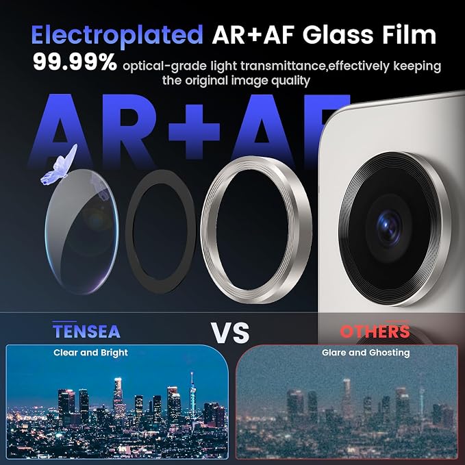 Tensea (3+2PCS Compatible with Samsung Galaxy S25 Ultra Camera Lens Protector, 9H Tempered Glass Camera Cover Screen Protector Metal Individual Ring [Installation Tray][Case Friendly]