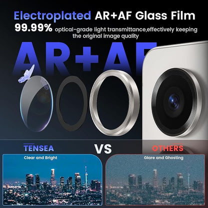 Tensea (3+2PCS Compatible with Samsung Galaxy S25 Ultra Camera Lens Protector, 9H Tempered Glass Camera Cover Screen Protector Metal Individual Ring [Installation Tray][Case Friendly]
