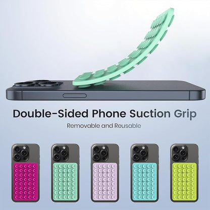 Double Sided Silicone Suction Phone Holder Mount, Silicon Accessory for iPhone and Android, Hands-Free Mirror Shower Phone Holder, TikTok Videos and Selfies (Combo F)