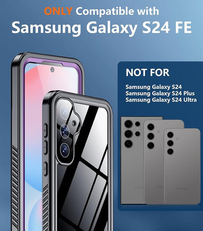 Temdan for Samsung Galaxy S24 FE Case Waterproof, [Military-Grade Drop Protection] [IP68 Underwater] Full Body Heavy Duty Rugged Shock-Proof Case for S24 FE 6.7''-Purple