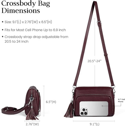 befen Genuine Leather Crossbody Purses for Women Small Crossbody Bags Purse with Built in RFID Blocking Wallet