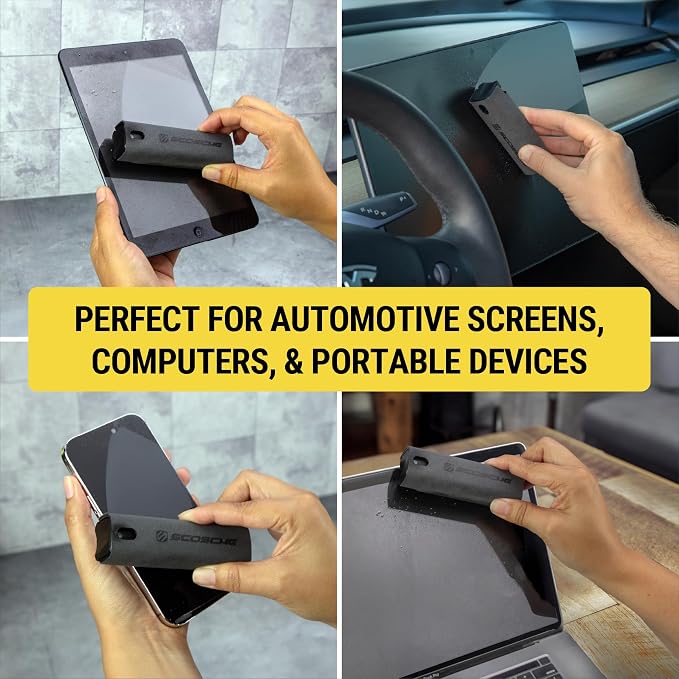 Scosche SCOCLNR 2-in-1 Streak-Free Screen Cleaning Kit, Refillable Electronic Screen Cleaner Spray and Wipe for TV, Computer, Phone, iPhone, iPad, Laptop, MacBook, Car Touchscreen, 5 Pack